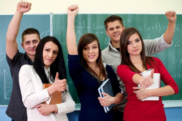 Diverse group of students engaged in various activities at a Thane high school
