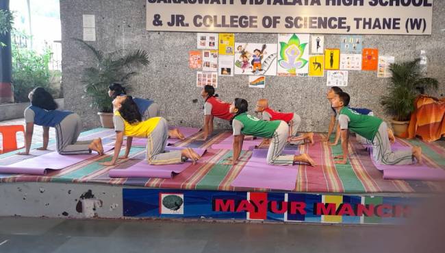 Secondary section School International Yoga Day celebration 2022 | Saraswati School Rabodi in Thane