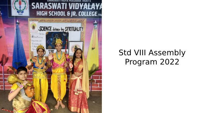 Std VIII Assembly Program 2022 Secondary Section | Saraswati School Rabodi in Thane