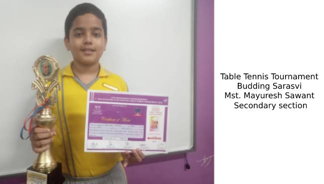 Table Tennis Tournament Budding Sarasvi Mst. Mayuresh Sawant | Saraswati School Rabodi in Thane