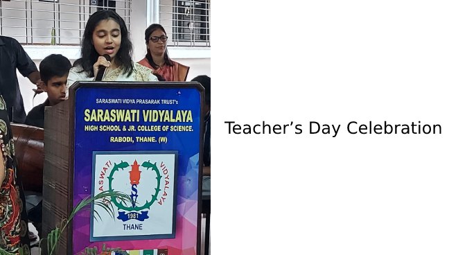 Teacher’s Day Celebration 05th September,2022 Secondary section | Saraswati School Rabodi in Thane
